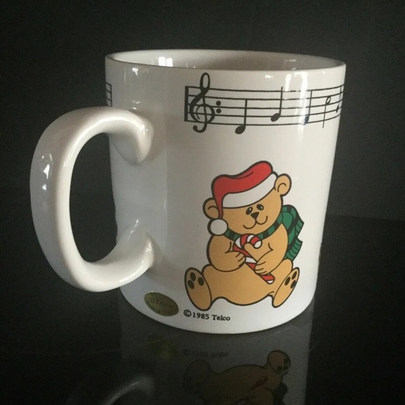 Vintage 1985 Telco Musical Its A Small World Mug 80s Christmas Bears Cup WORKS - Picture 5 of 10